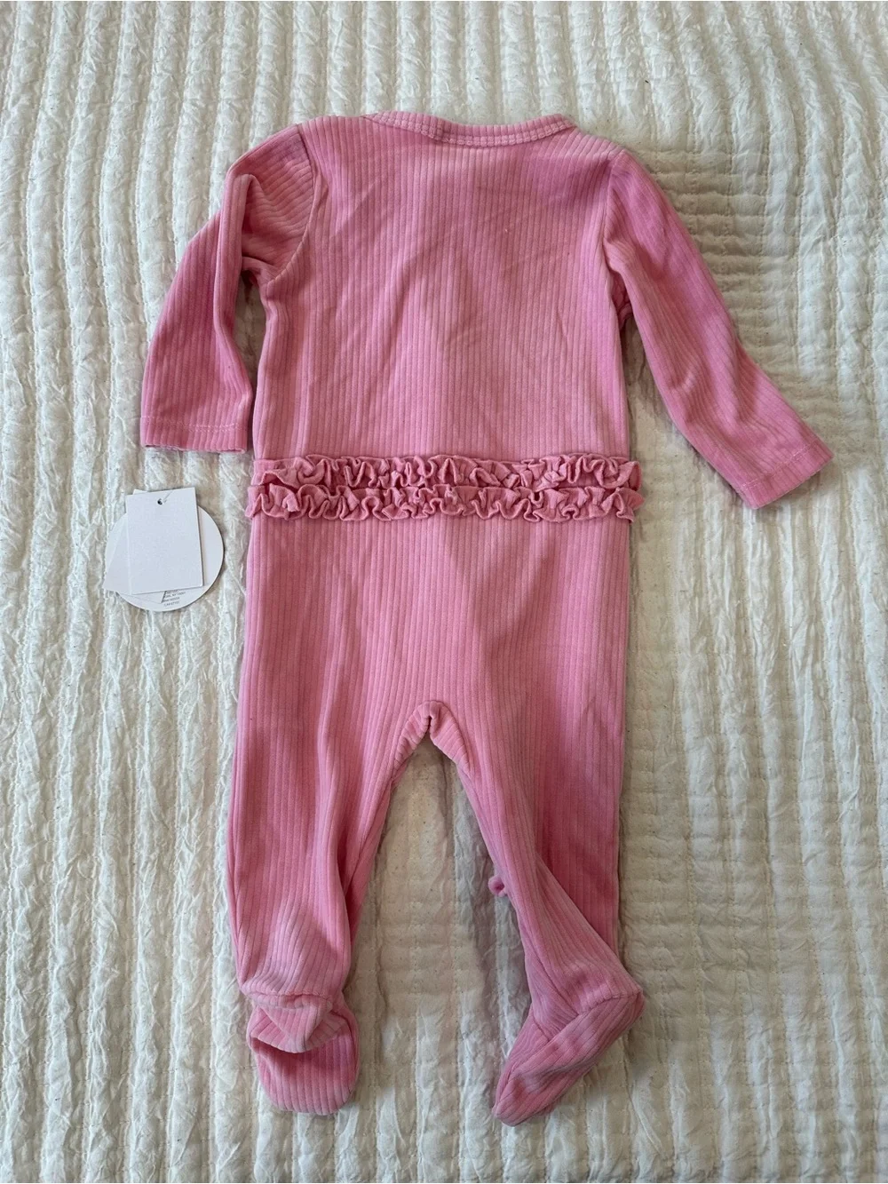 Koala Kids Pink Ribbed Ruffle Footed One-Piece